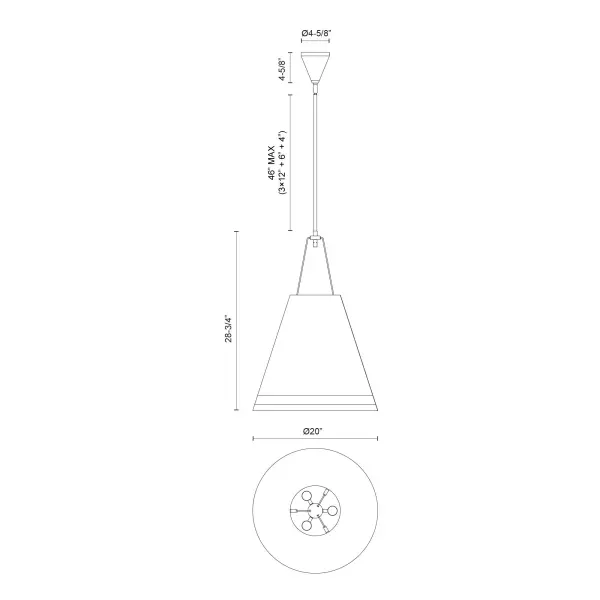 Brickell 20" Pendant in Matte White with Hazelnut Leather - Image 9