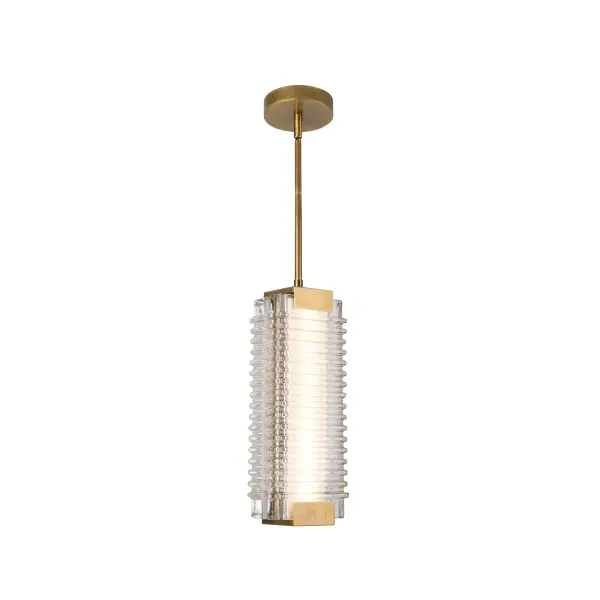 The Alai pendant captures coastal sophistication with its distinctive ribbed glass shade that mimics gentle ocean waves. Integrated 2700K LED provides warm, inviting illumination while the urban bronze finish adds modern refinement.