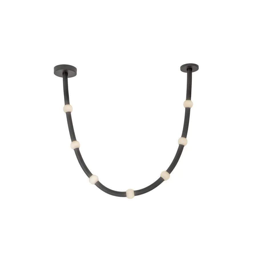 Corda LED Pendant in Black with Opal Glass