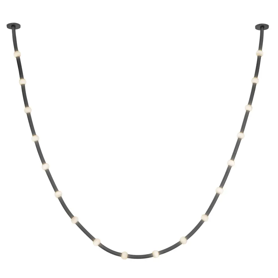 Corda LED Pendant in Black with Opal Glass