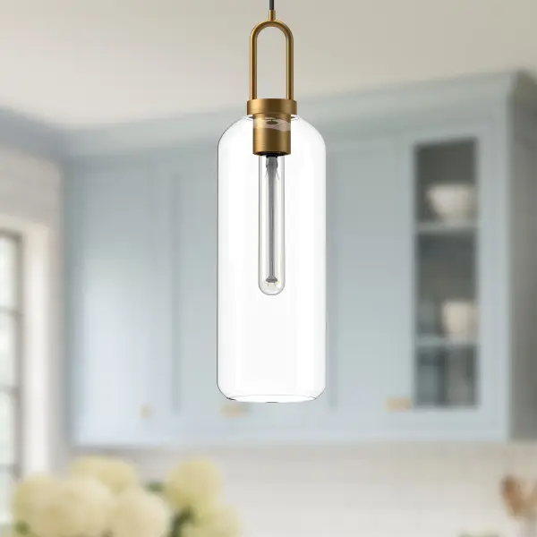 The Soji pendant brings serene Japanese lantern aesthetics to modern spaces. Its 6-inch clear glass globe paired with matte black hardware creates a clean, versatile look that works beautifully alone or in multiples. - alternate view
