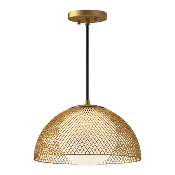 The Haven pendant combines classic opal glass globes with contemporary mesh accents, creating a versatile fixture that bridges traditional and modern aesthetics. At 12 inches, it's perfectly scaled for intimate spaces.