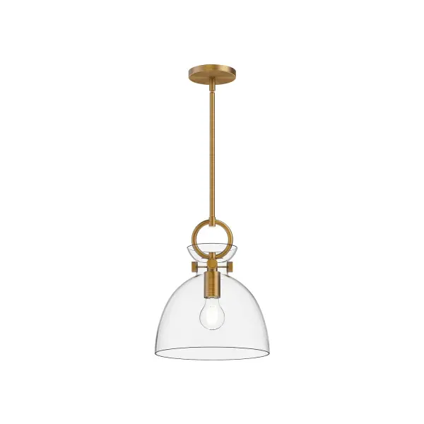 The Waldo pendant brings handsome metallic details and clear glass charm to any space. Its 11-inch size makes it perfect for kitchen islands, dining nooks, or bedroom accents. Mix-and-match options allow endless customization.
