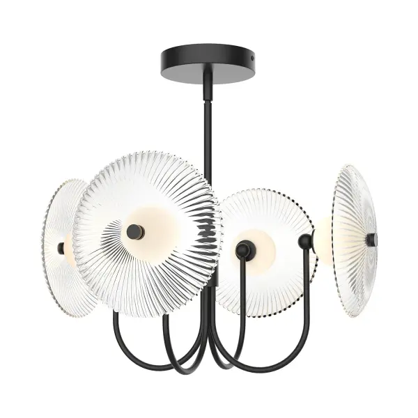 The Hera pendant combines feminine grace with practical integrated LED lighting. Its textured ribbed glass shade and brushed gold finish create sophisticated ambiance perfect for kitchens, dining areas, and bedrooms.