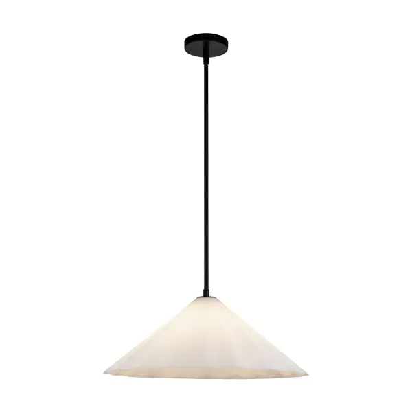 The Serena pendant combines contemporary design with timeless elegance through its distinctive pleated glass shade. The opal glass creates beautiful soft, diffused lighting perfect for dining and living spaces.