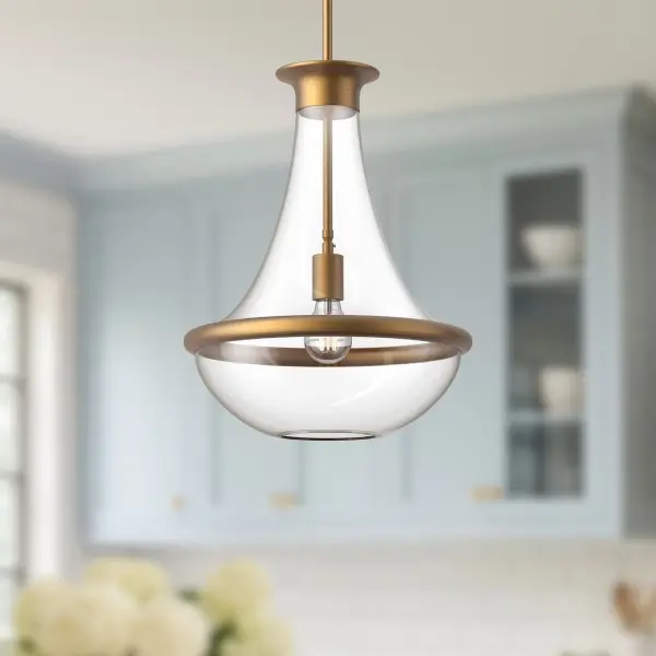 The Marcel pendant combines swooping bubble glass with minimal metal frames for a sophisticated yet approachable design. Its teardrop shade and organically curved elements create visual interest without overwhelming spaces. - alternate view