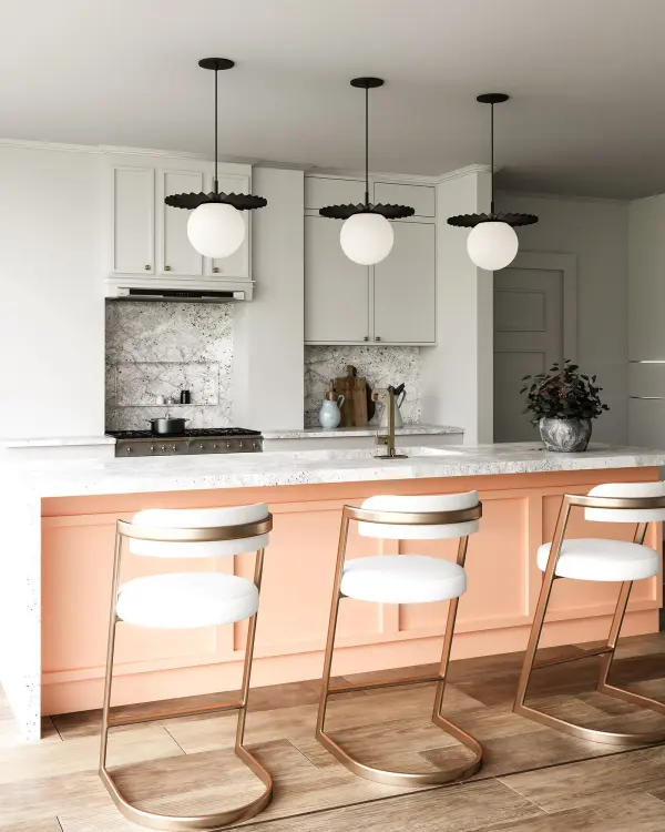 The Plume pendant brings couture-quality design to your space with its distinctive pleated decorative disk and generous opal matte glass globe. This 14-inch fixture offers sophisticated style with soft, diffused lighting perfect for intimate settings. - alternate view