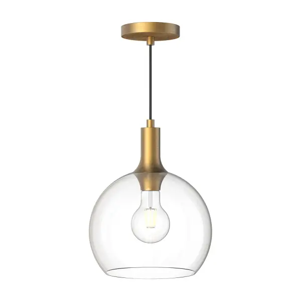 The Castilla pendant combines timeless design with modern versatility. Its aged gold finish and clear glass shade create a sophisticated yet approachable look that transitions seamlessly from fresh farmhouse to eclectic interiors.
