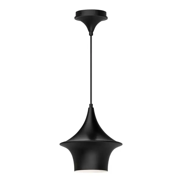 The Emiko pendant brings Wabi-Sabi philosophy to modern lighting with its sweeping organic metal shade. At 9 inches, this mini pendant works beautifully solo or in multiples, offering understated sophistication in matte black.