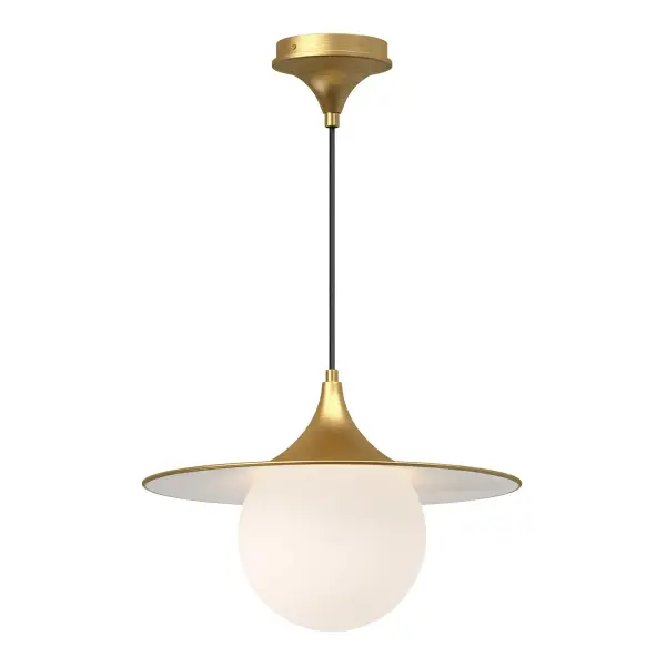 The Fuji pendant brings Mount Fuji-inspired tranquility to modern spaces with its unique triangular shade and decorative opal globe. The brushed gold finish adds warmth while maintaining clean, minimalist lines perfect for Japandi aesthetics.