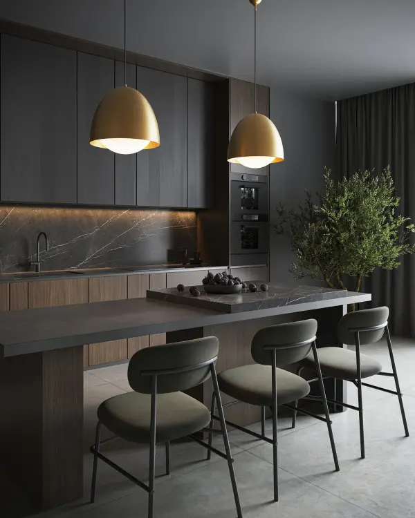 The Kenji pendant beautifully merges Scandinavian minimalism with Japanese aesthetic principles. Its architectural dome paired with soft opal glass creates a sophisticated, versatile fixture perfect for modern interiors. - alternate view