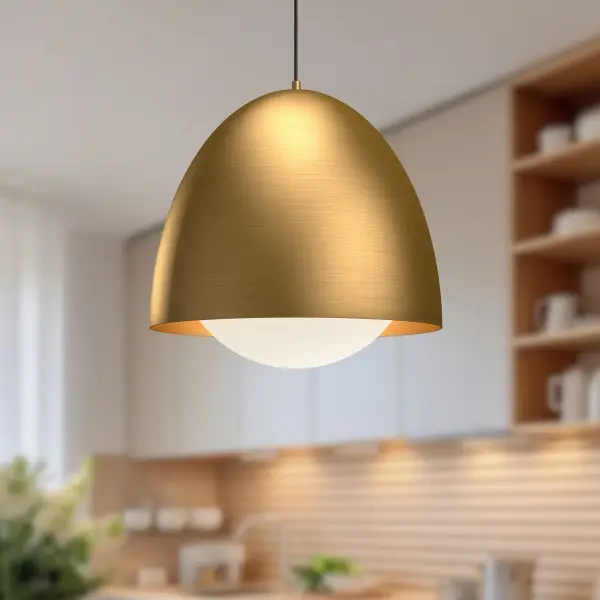 The Kenji pendant beautifully merges Scandinavian sensibility with Japanese-inspired design. Its sleek architectural dome paired with minimal opal glass accents creates a sophisticated focal point perfect for modern interiors. - alternate view