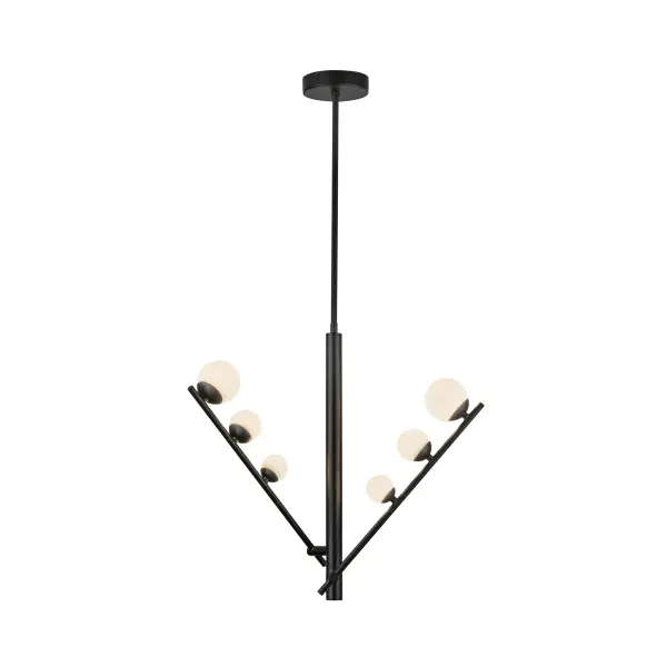 The Cypress pendant features innovative adjustable branches that expand or contract to fit your space perfectly. Six matte opal glass globes create visual depth while integrated 3000K LED provides warm, energy-efficient lighting.
