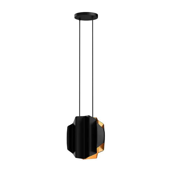 The Akira pendant combines folded black metal with a brushed gold interior to create a striking focal point. Its artistic design and textural appeal make it perfect for modern spaces seeking conversation-starting lighting.