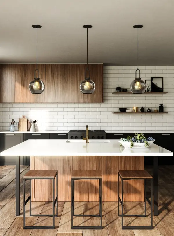 The Soji pendant brings timeless Japanese lantern design to modern spaces with its clean 8-inch silhouette. The aged gold finish paired with clear glass creates warm, inviting illumination perfect for intimate settings. - alternate view