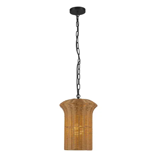 The Kai pendant combines organic rattan texture with brushed gold accents for a warm, statement-making fixture. Its 11-inch size makes it perfect for intimate spaces or clustered installations over kitchen islands.