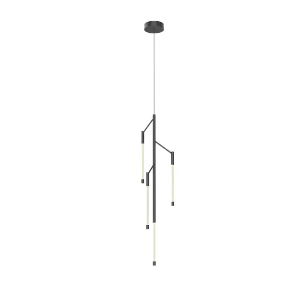 The Motif 38-inch pendant combines clean linear design with warm LED filament technology in refractive cylinders. Its modern aesthetic and substantial size make it perfect for kitchen islands and dining areas.