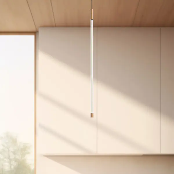 The Motif pendant combines clean linear design with innovative LED filament technology, creating a sophisticated fixture that bridges vintage warmth and contemporary elegance. Its refractive cylinder design adds visual interest. - alternate view