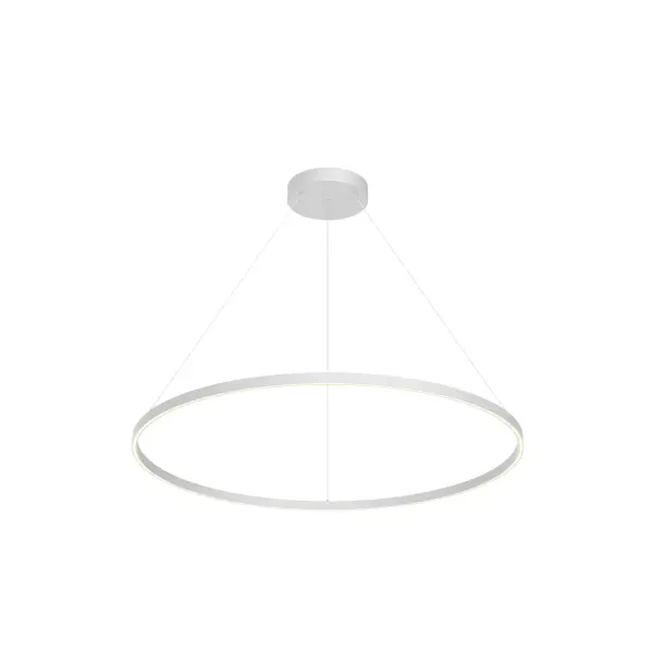 The Cerchio pendant combines clean architectural lines with efficient integrated LED lighting. Its 48-inch extruded aluminum profile with flush diffuser delivers even downlight perfect for task and ambient lighting in contemporary spaces.