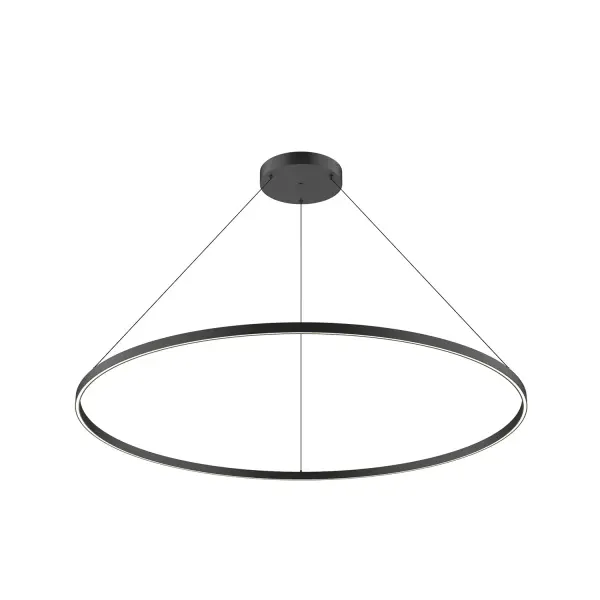 The Cerchio 60-inch pendant combines extruded aluminum construction with a flush silicone diffuser for clean, contemporary lighting. Integrated 3000K LED provides warm illumination perfect for dining and kitchen spaces.