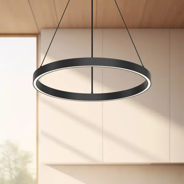 The Cerchio pendant combines clean geometric design with functional up/down illumination. Its extruded aluminum construction and integrated LED deliver modern sophistication for contemporary spaces. - alternate view