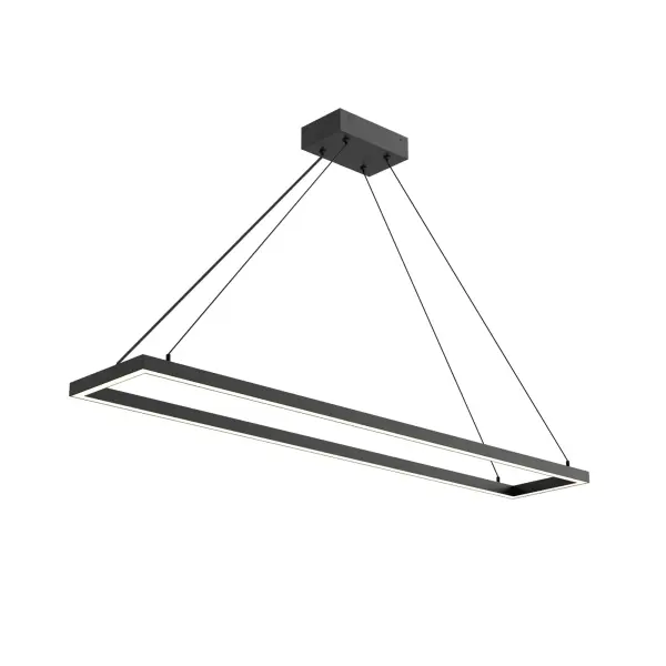 The Piazza 48-inch pendant combines minimalist aluminum construction with integrated LED technology, delivering clean lines and efficient lighting. Perfect for modern kitchens and dining spaces seeking contemporary elegance.