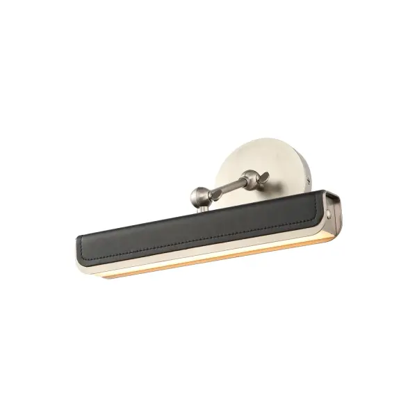 Elegant Picture Light with Warm Brass and Leather Accents - Image 2