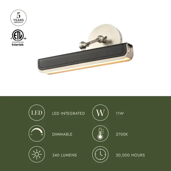 Elegant Picture Light with Warm Brass and Leather Accents - Image 4