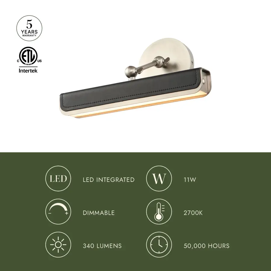 Elegant Picture Light with Warm Brass and Leather Accents - Image 4