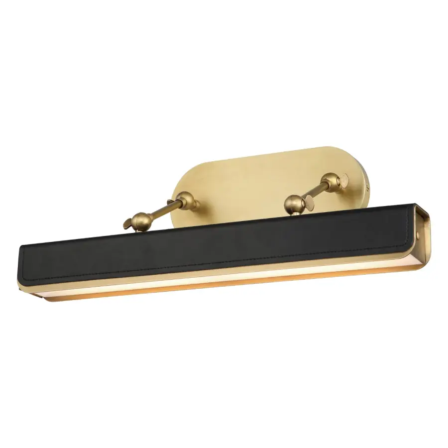 Elegant Picture Light with Warm Brass and Leather Accents - Image 3
