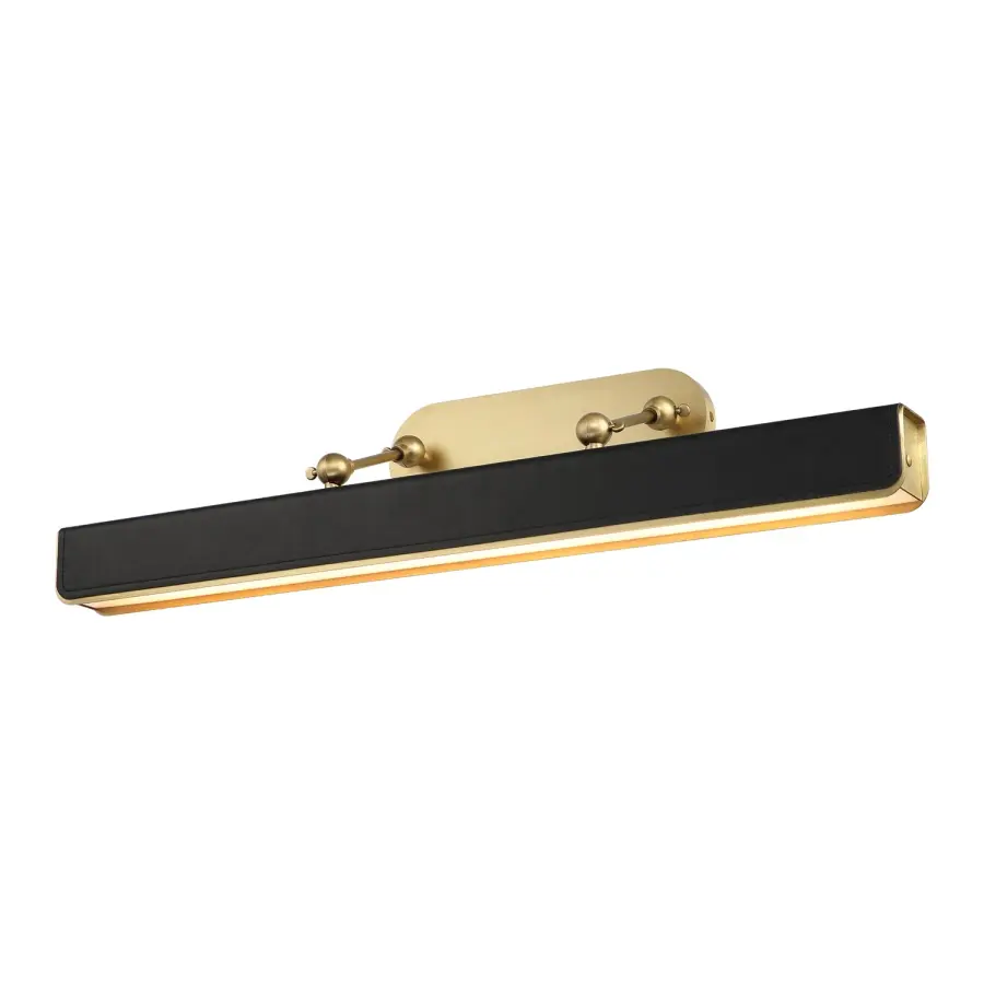 Elegant Picture Light with Warm Brass and Leather Accents - Image 4