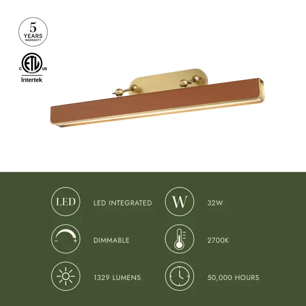 Elegant Picture Light with Warm Brass and Leather Accents - Image 5