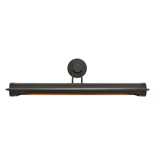 The Wynwood 32-inch picture light blends industrial hardware with soft opal glass for a transitional aesthetic. Vintage machinery-inspired details like metal loops add character while providing focused illumination for artwork.