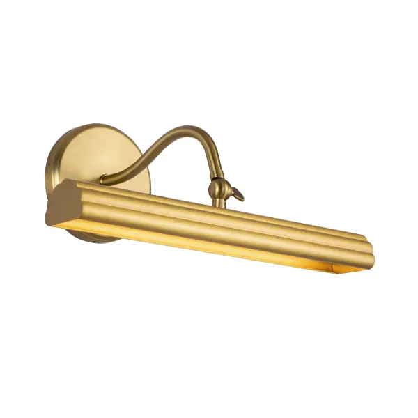 The Dottie Picture Light combines modern elegance with practical functionality. Its curved half-circle profile and ribbed metalwork add visual interest, while the hinged arm allows precise adjustment to highlight artwork. - alternate view