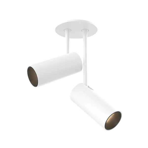 The Downey 2-Head Semi-Flush combines modern minimalist design with functional adjustability. Its compact cylindrical barrels house integrated LED spot lights with recessed drivers, creating a clean, unobtrusive look perfect for contemporary spaces.