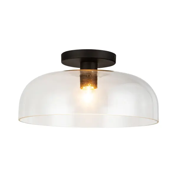 The Sylvia semi-flush mount combines sinuous metal forms with delicate dome-shaped glass for a sophisticated, feminine aesthetic. Its 12-inch profile makes it ideal for spaces with lower ceilings or compact rooms.