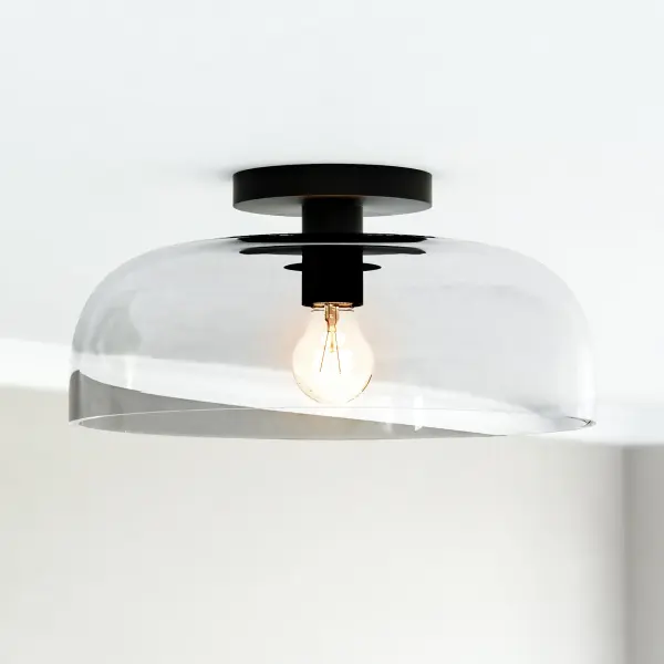 The Sylvia semi-flush mount combines sinuous metal forms with delicate dome-shaped glass for a sophisticated, feminine aesthetic. Its 12-inch profile makes it ideal for spaces with lower ceilings or compact rooms. - alternate view