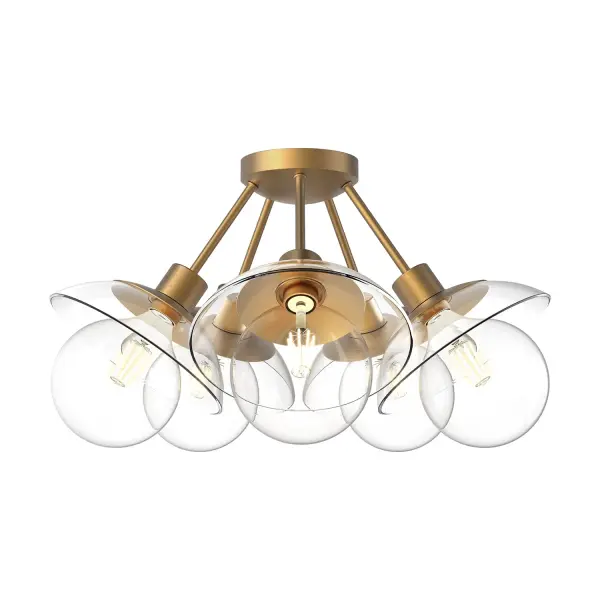 The Francesca semi-flush mount blends classic Sputnik styling with contemporary glass petals, creating a striking focal point. Its 20-inch diameter makes it ideal for smaller spaces like hallways and bedrooms.