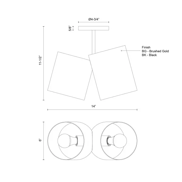 Keiko 14-Inch Semi-Flush Mount in Matte Black - Image 13