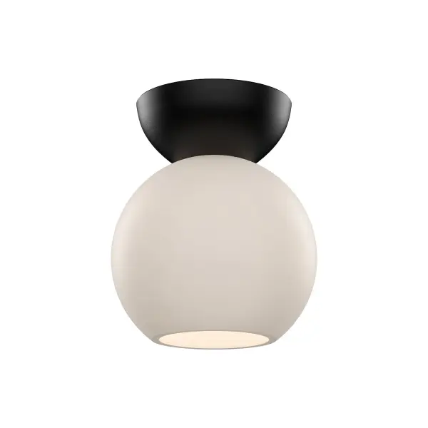 The Arcadia semi-flush mount delivers contemporary elegance with its spherical opal glass shade and brushed gold finish. Perfect for spaces with lower ceilings, this compact 6-inch fixture provides soft, diffused lighting.