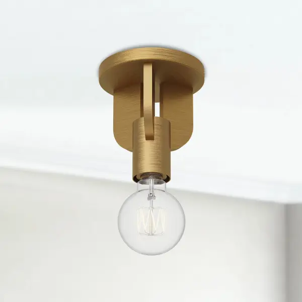 The Claire Semi-Flush Mount blends minimalist Bauhaus design with Art Deco sophistication. Its compact 5-inch profile and forged metal arms make it perfect for hallways, entryways, and smaller spaces needing timeless style. - alternate view