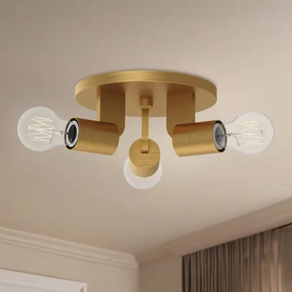 The Claire Semi-Flush Mount blends minimal Bauhaus sophistication with Art Deco details. Forged metal arms and refined finishes create a timeless fixture that complements any design style while adding subtle glamour. - alternate view