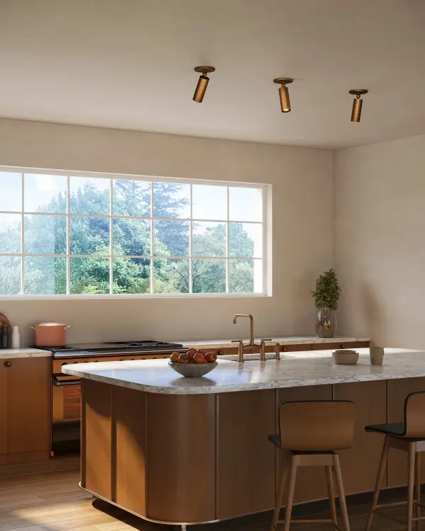 The Mason Semi-Flush Mount reimagines the classic cylinder silhouette with modern sophistication. Featuring integrated LED technology with warm 3000K lighting and a luxurious Urban Bronze finish, this compact fixture delivers both style and efficiency for contemporary spaces. - alternate view