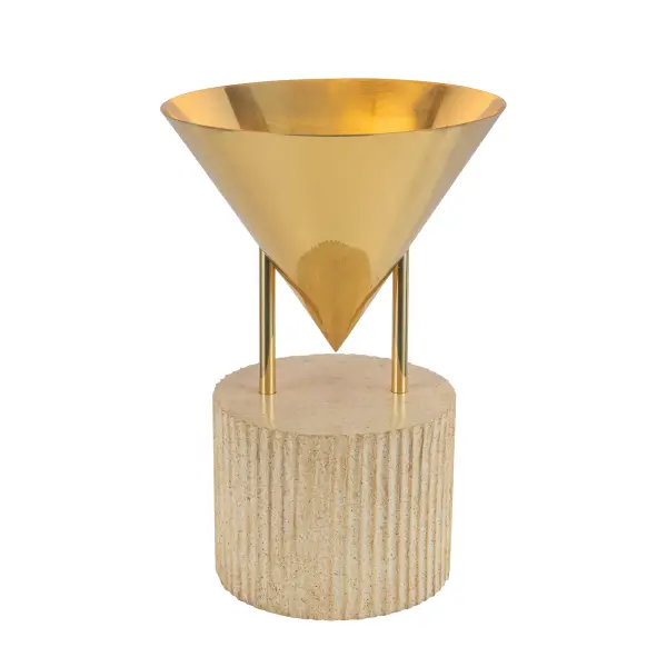 The Versus Table Lamp transforms lighting into wearable art with its surrealist-inspired design. Featuring a metal cone shade atop a faux soapstone column base with architectural finial, this Jason Koharik creation balances bold sculptural form with everyday functionality. - alternate view
