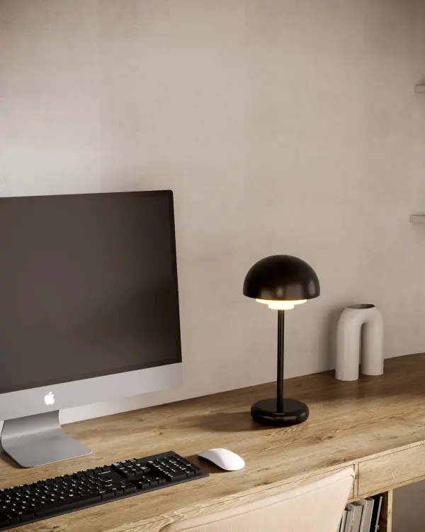 The Hinata brings timeless mid-century design into the modern era with its rechargeable battery and integrated LED. Perfect for spaces where cord-free flexibility matters, this 12-inch lamp adds personality with bold color choices. - alternate view