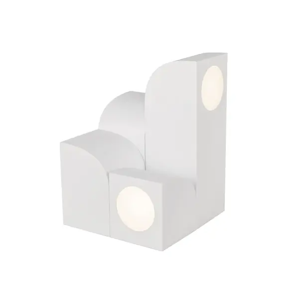 The Gypsum table lamp by Sean Brown brings museum-quality design to everyday spaces with its UFO-inspired silhouette, sleek archways, and integrated LED technology. The polished brass finish and rounded acrylic diffusers create a sophisticated focal point.