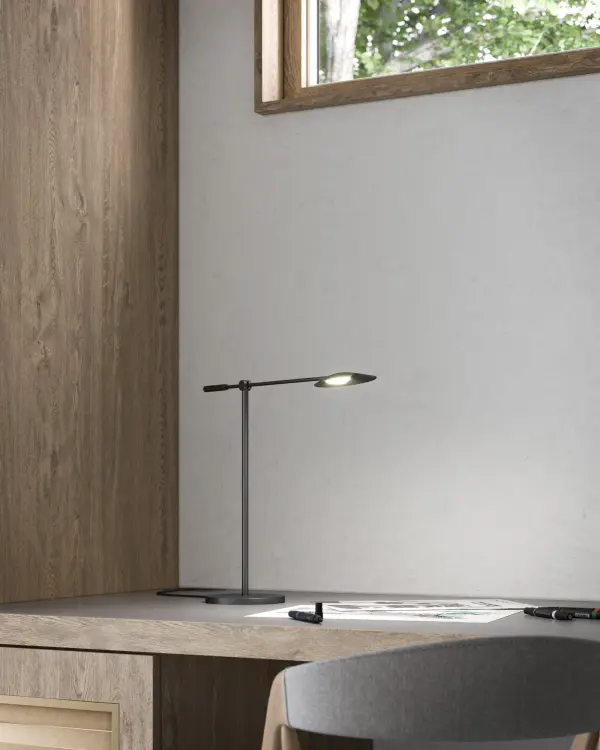 The Rotaire table lamp brings organic elegance to modern spaces with its flora-inspired design. Featuring integrated 3000K warm LED lighting and convenient USB charging port, this 18-inch lamp combines sculptural beauty with practical functionality. - alternate view