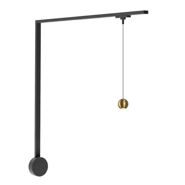 The Faria track pendant combines minimalist design with maximum flexibility. Its rounded form and brushed gold finish add warmth to the Trilo track system, while 120 inches of adjustable wire lets you customize height for any space.