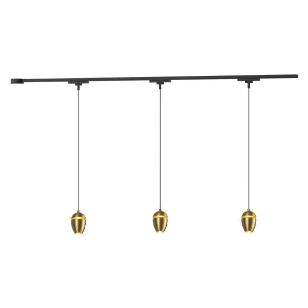 The Eloa 3-head track pendant brings modern sophistication to the versatile Trilo track system. Its distinctive wine glass shape and integrated LED create a refined lighting solution with exceptional adjustability. - alternate view