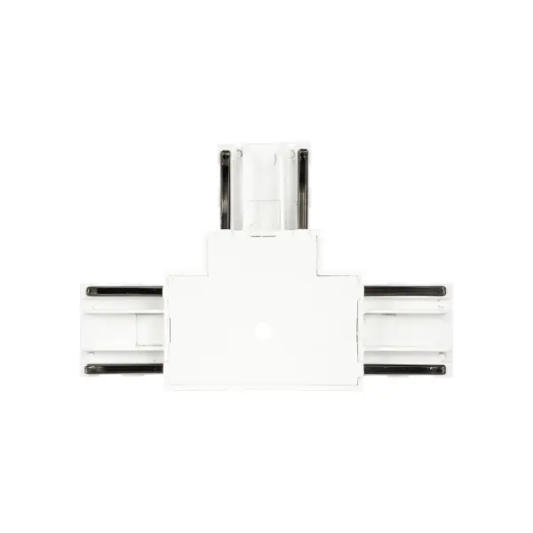 The Trilo Track T-Connector enables flexible wall-to-wall, ceiling-to-ceiling, or ceiling-to-wall track lighting configurations. Its slim profile and easy installation make it ideal for creating dynamic lighting systems in modern spaces. - alternate view